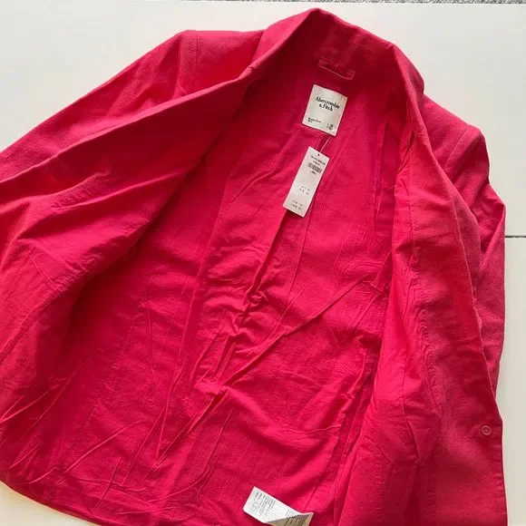 Abercrombie Hot Pink Linen Blend Boyfriend Blazer Size XS NWT - Picture 8 of 12